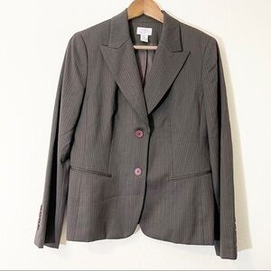 Ann Taylor Loft Wool Blend Long Sleeve Blazer Size 8 Black/Brown